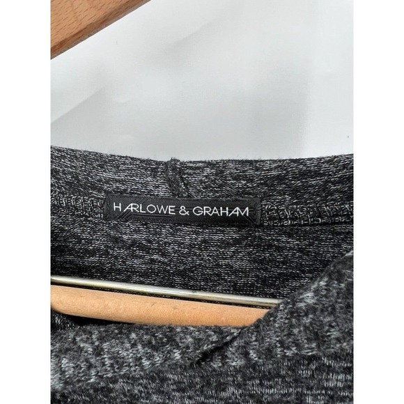 HARLOWE & GRAHAM Womens Medium Dark Gray Space Dye Hoodie Rayon Knit Sweatshirt - Picture 4 of 6